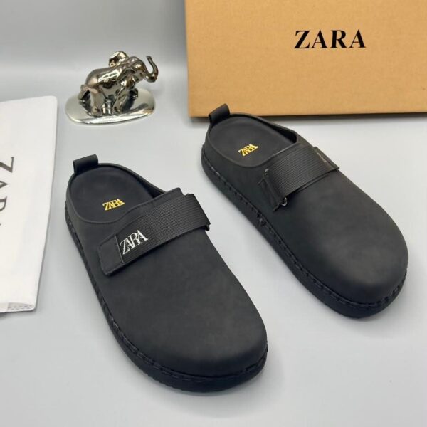 Zara Men's Black Suede Strap Mule Clogs