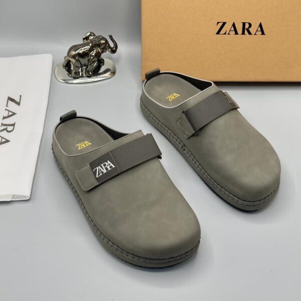 Zara Men's Khaki Green Suede Strap Mule Clogs