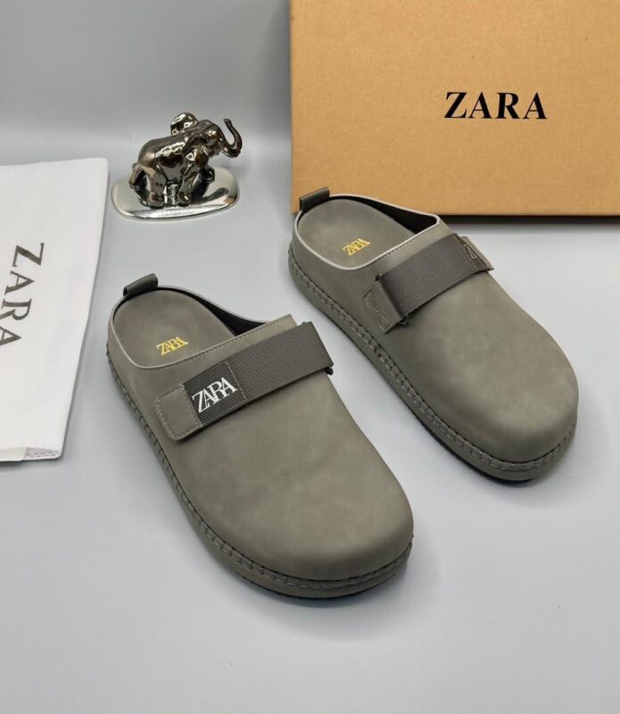 Zara Men's Khaki Green Suede Strap Mule Clogs